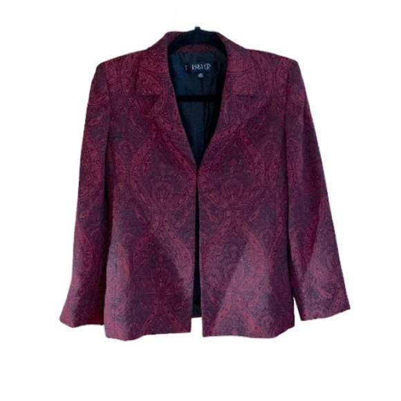 Kasper Jackets & Blazers - KASPER Blazer Jacket, Red & Black Paisley, Size 4P